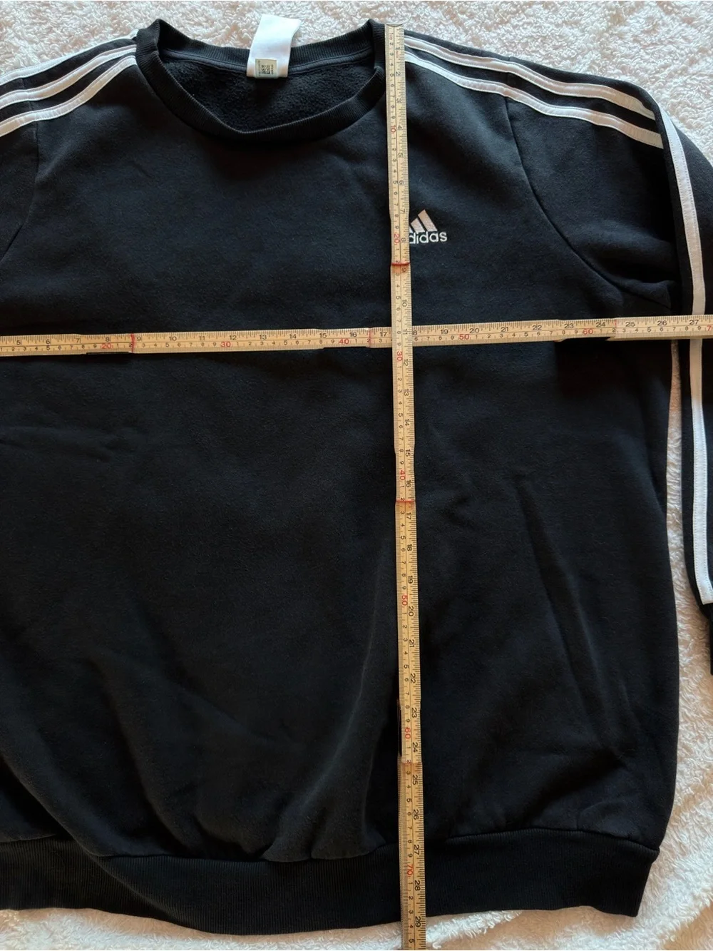 adidas Black Crewneck Sweatshirt with White Stripes 3XL